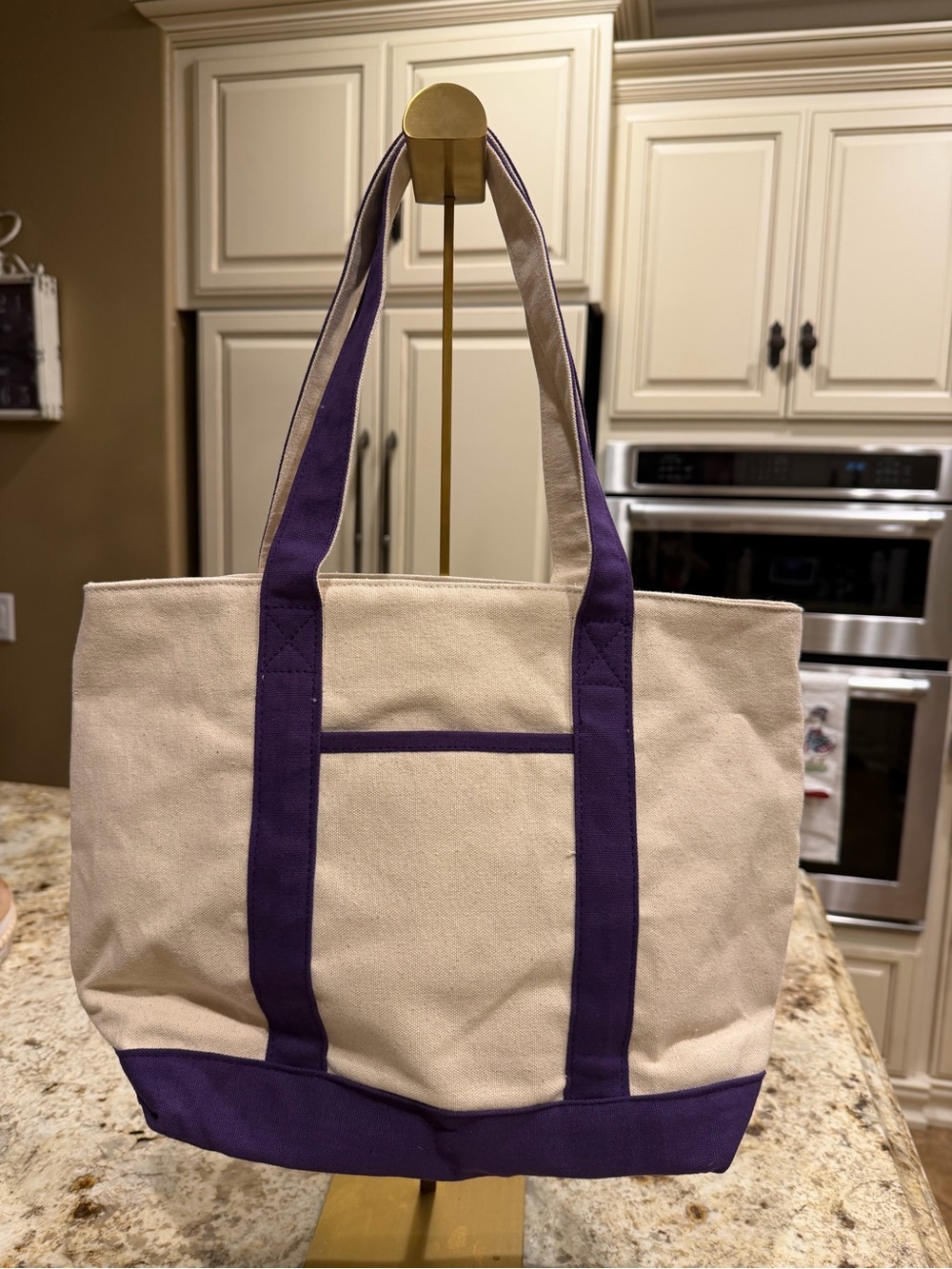 America & Beyond Canvas Boat Tote Bag with Purple Trim and Marine Embroidery - Picture 3 of 10